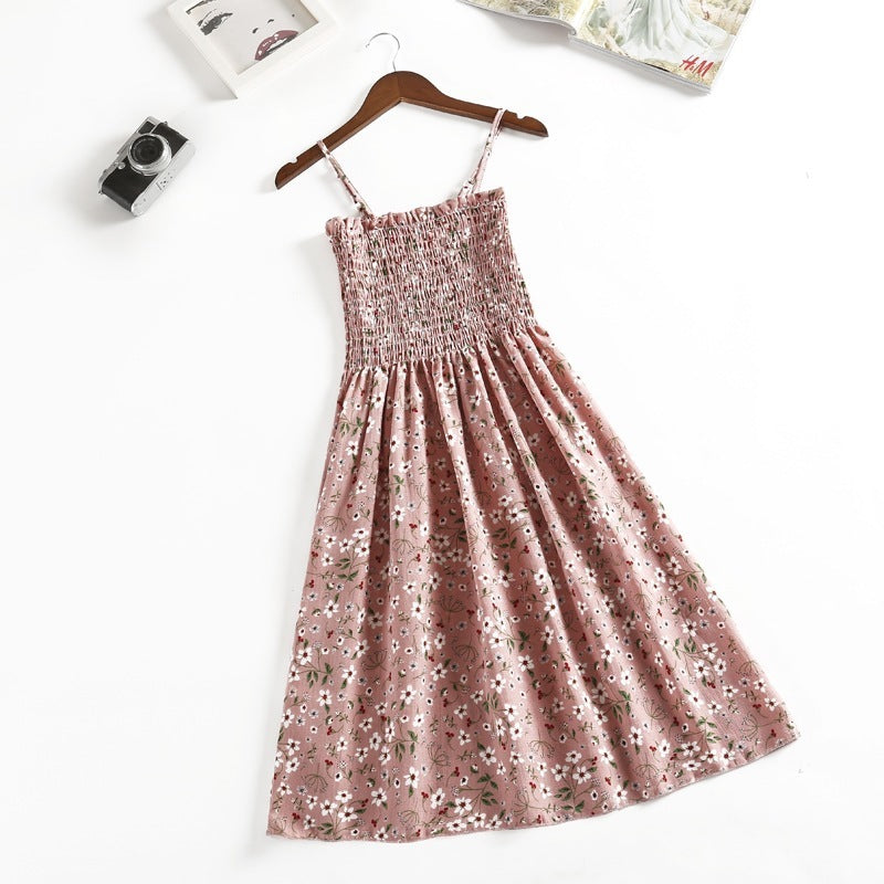 Women's Clothing Lady Style Floral Loose Slimming Fresh Sling Dress
