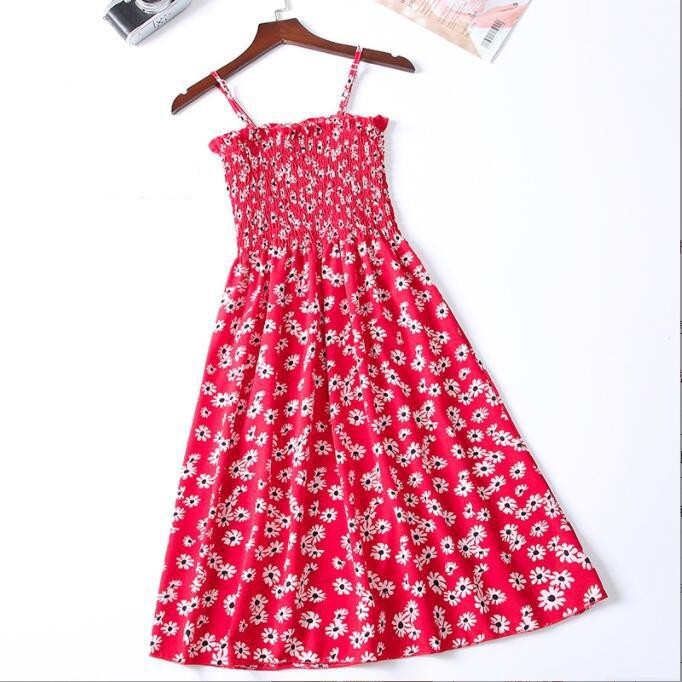Women's Clothing Lady Style Floral Loose Slimming Fresh Sling Dress