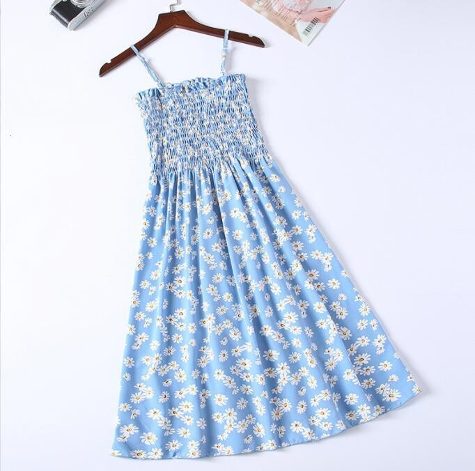 Women's Clothing Lady Style Floral Loose Slimming Fresh Sling Dress