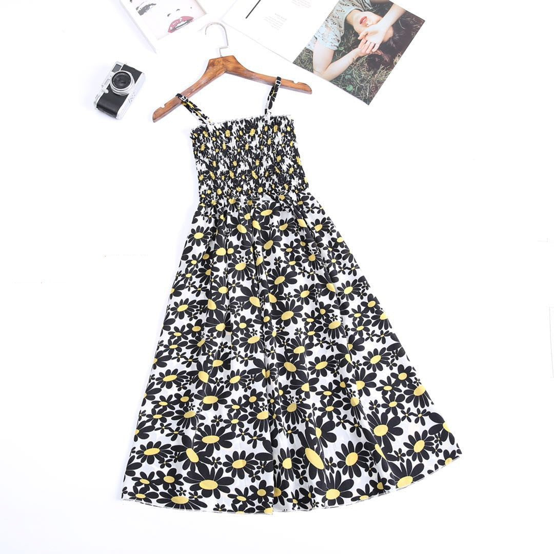 Women's Clothing Lady Style Floral Loose Slimming Fresh Sling Dress