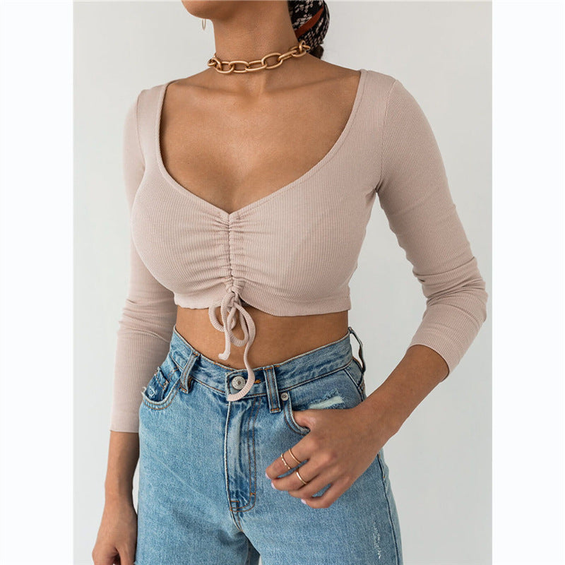 Women's Pleating Long-sleeved Knitted Top
