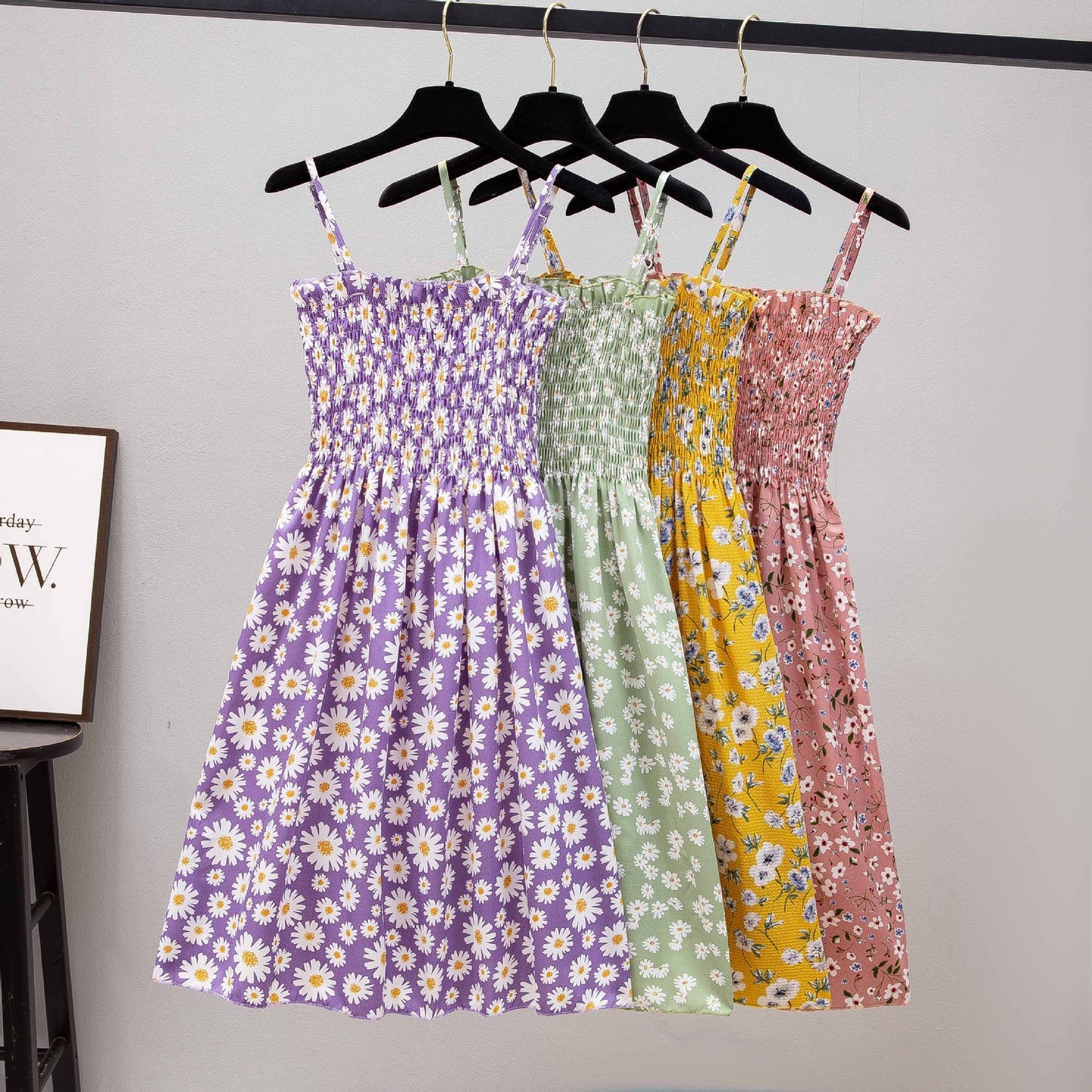 Women's Clothing Lady Style Floral Loose Slimming Fresh Sling Dress