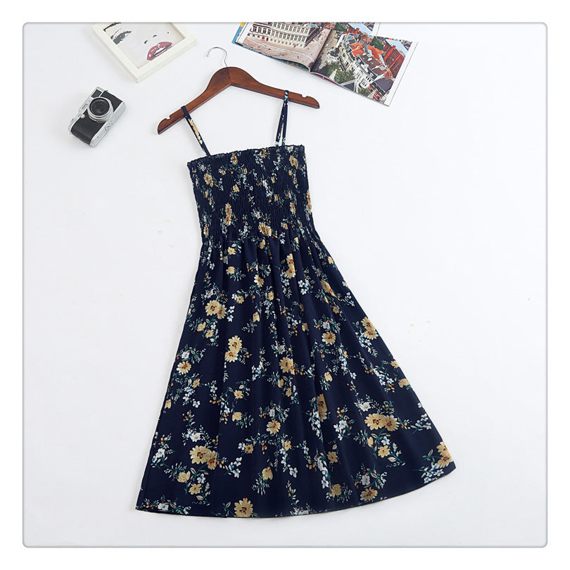 Women's Clothing Lady Style Floral Loose Slimming Fresh Sling Dress