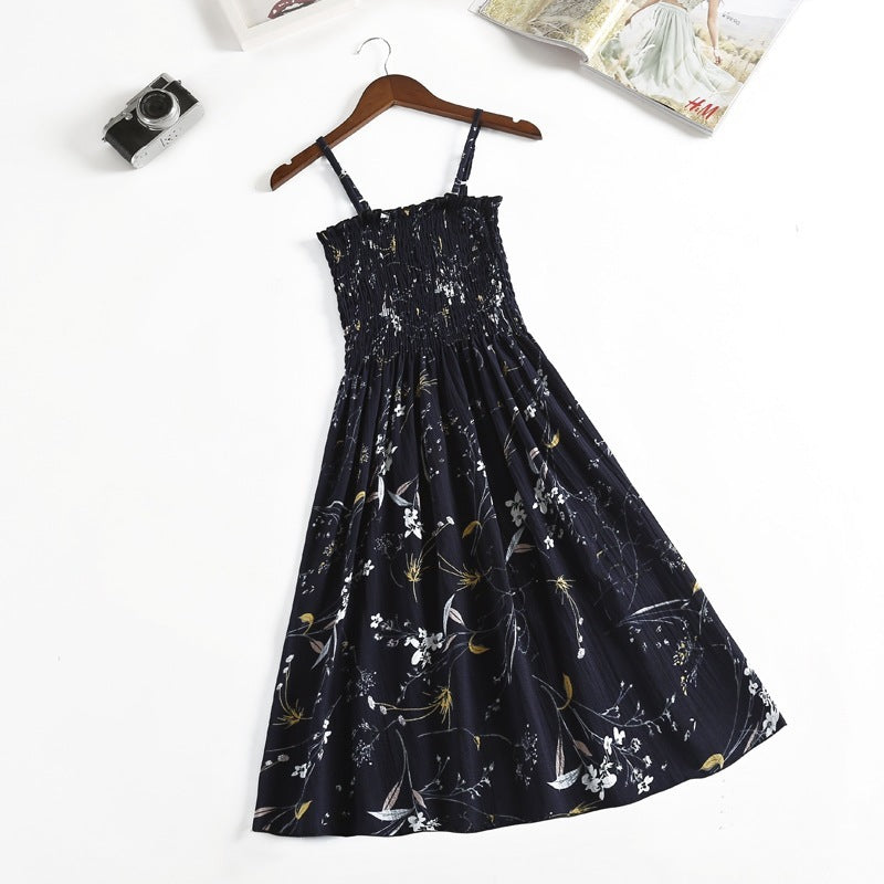 Women's Clothing Lady Style Floral Loose Slimming Fresh Sling Dress