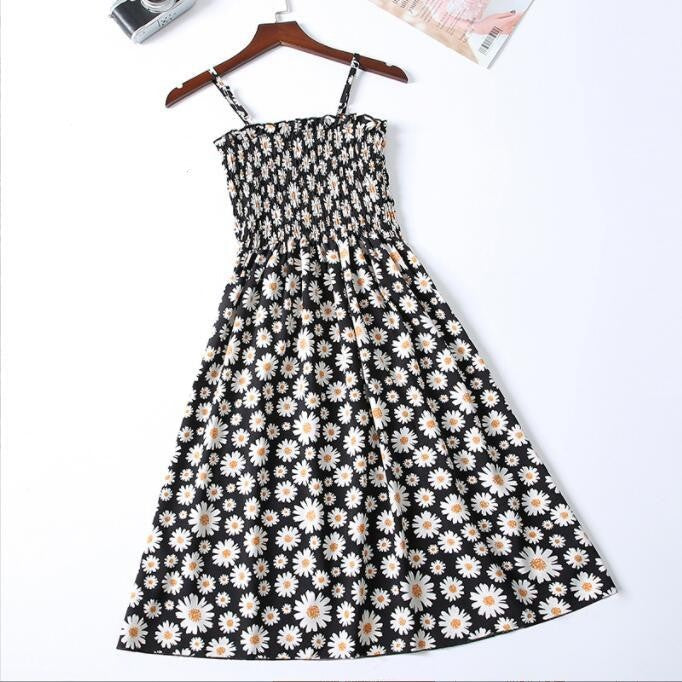 Women's Clothing Lady Style Floral Loose Slimming Fresh Sling Dress