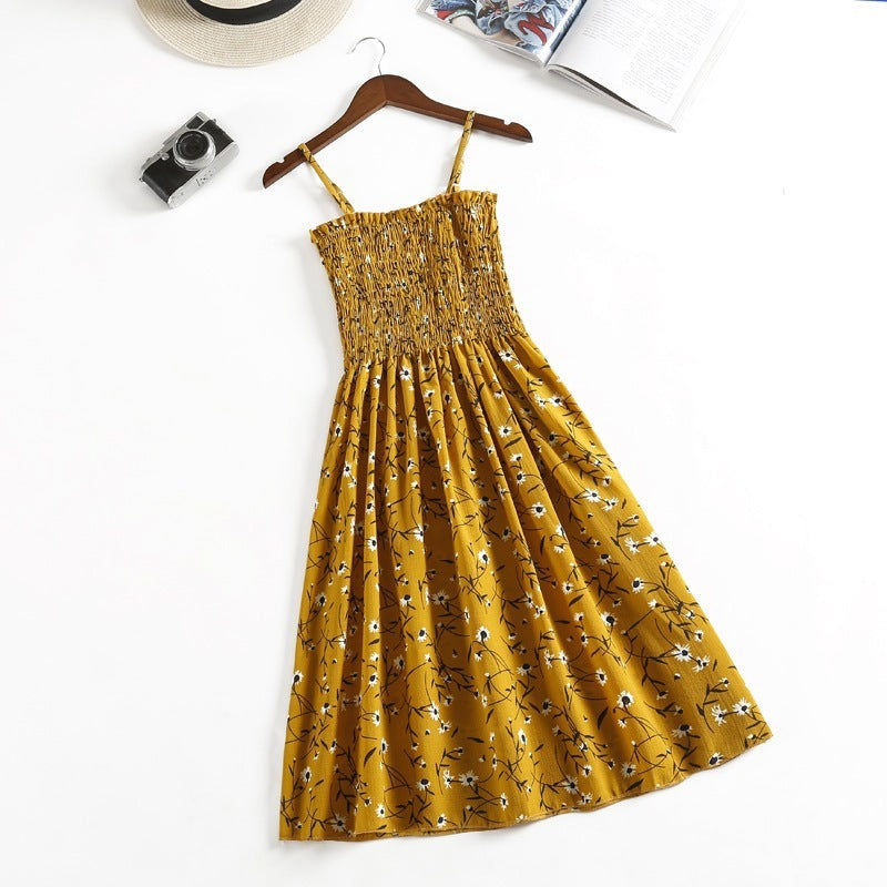 Women's Clothing Lady Style Floral Loose Slimming Fresh Sling Dress