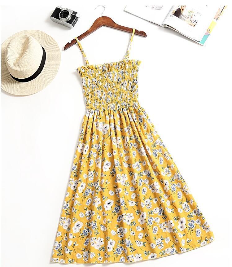 Women's Clothing Lady Style Floral Loose Slimming Fresh Sling Dress