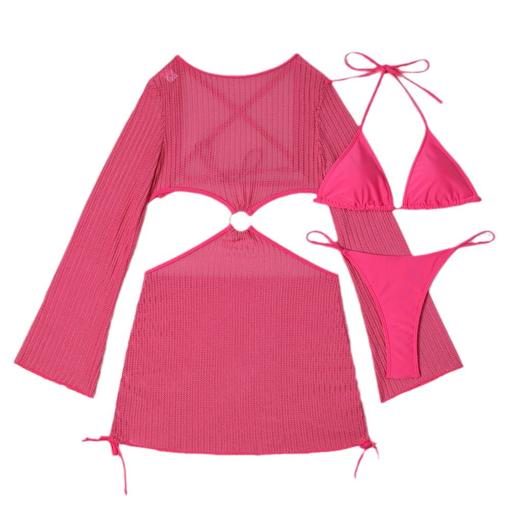 Mesh Hollow Drawstring Tied Swimsuit