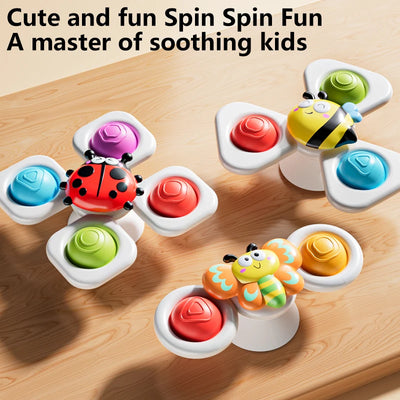 3pcs/Set Suction Cup Spinning Top Cartoon Animal Spinner Toys or with