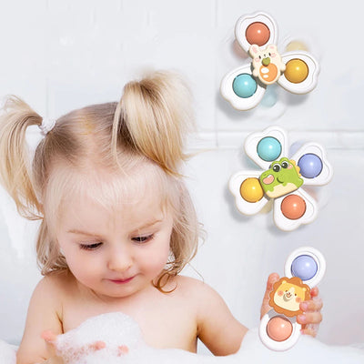3 in 1 Suction Cups Spinning Top Toy For Baby Game Infant Teether