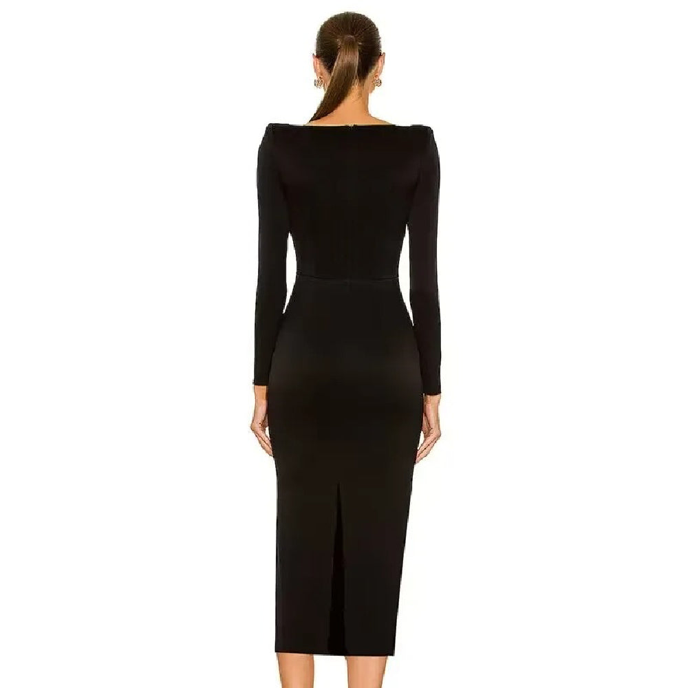 Women's Long Sleeve Black Cut-out Dress