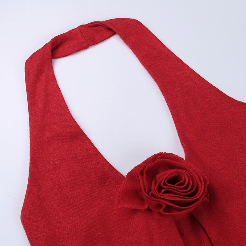 Flower Halter Knitted Vest Top