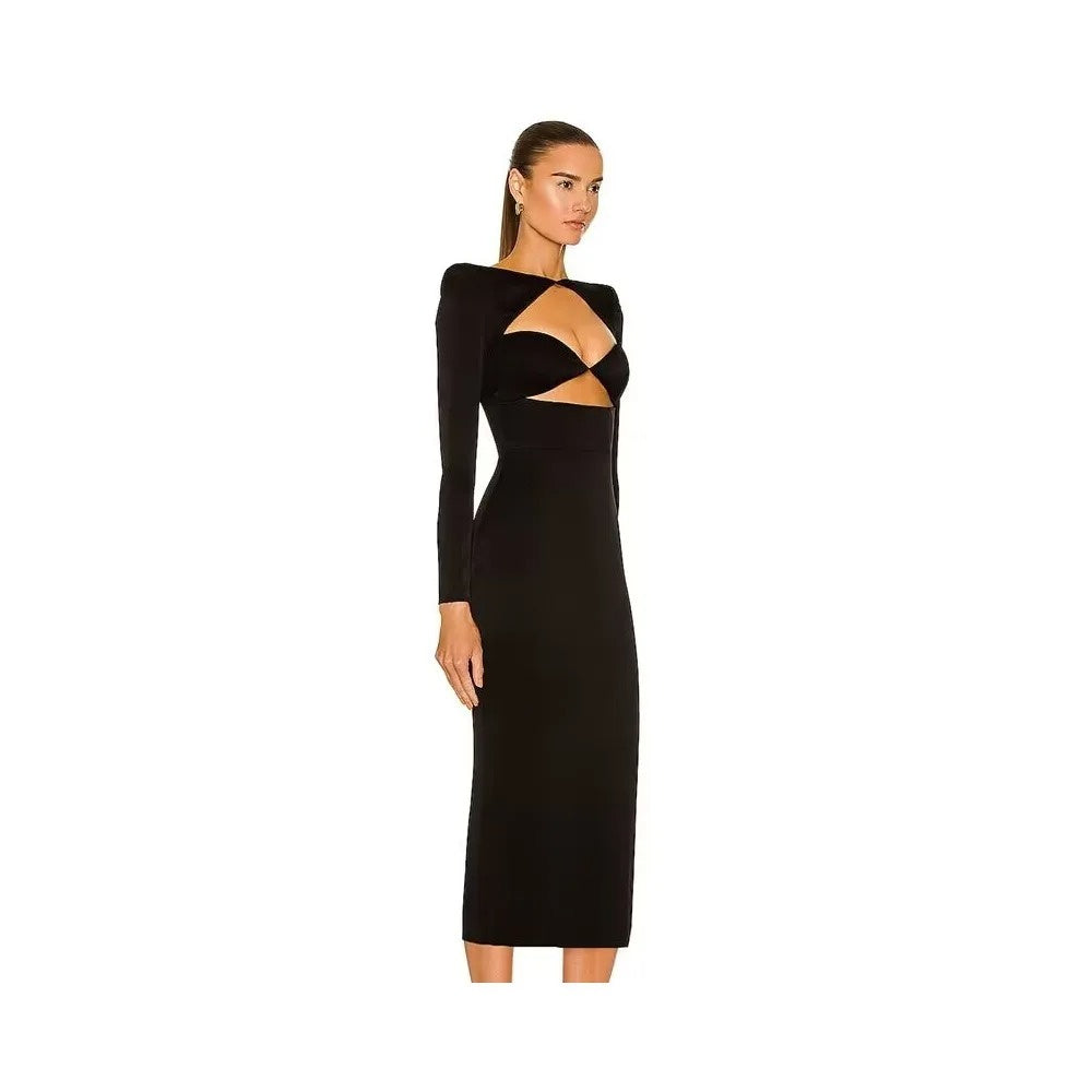 Women's Long Sleeve Black Cut-out Dress