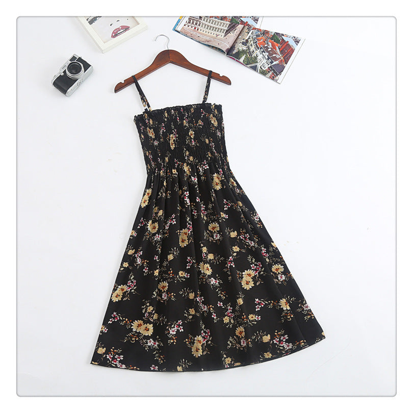 Women's Clothing Lady Style Floral Loose Slimming Fresh Sling Dress