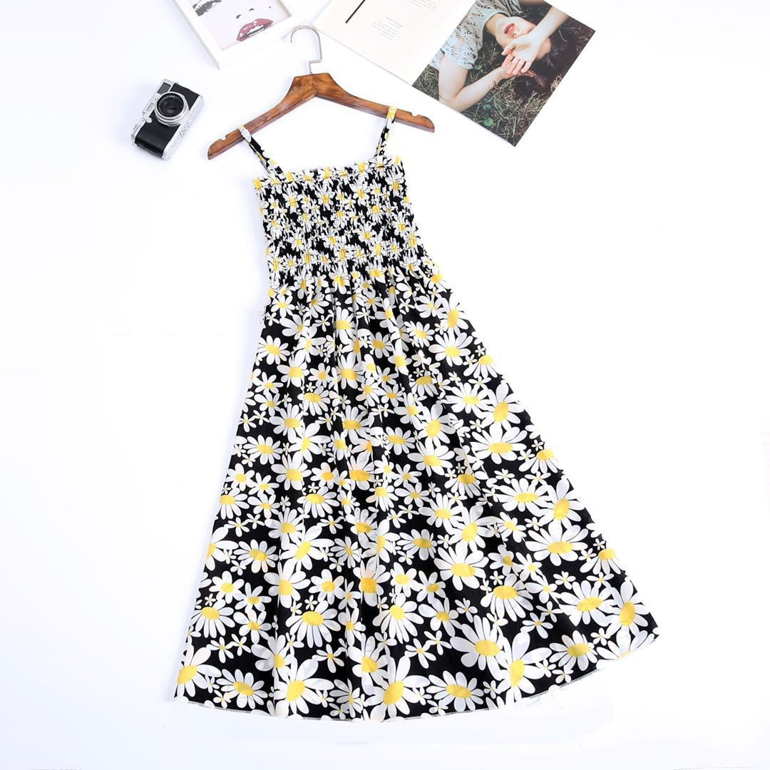 Women's Clothing Lady Style Floral Loose Slimming Fresh Sling Dress
