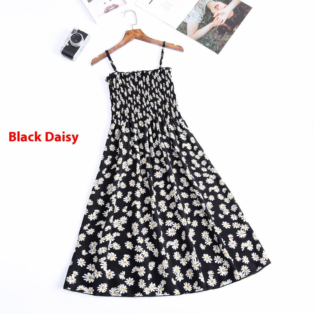 Women's Clothing Lady Style Floral Loose Slimming Fresh Sling Dress