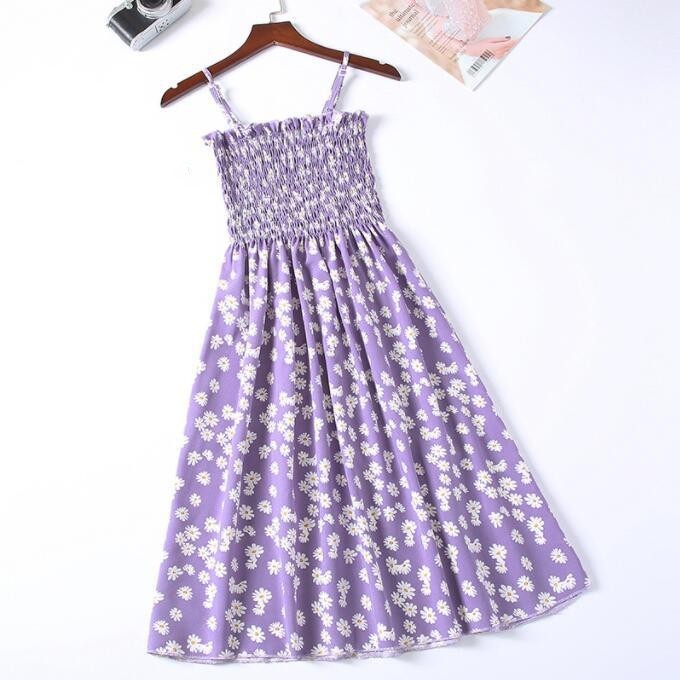 Women's Clothing Lady Style Floral Loose Slimming Fresh Sling Dress